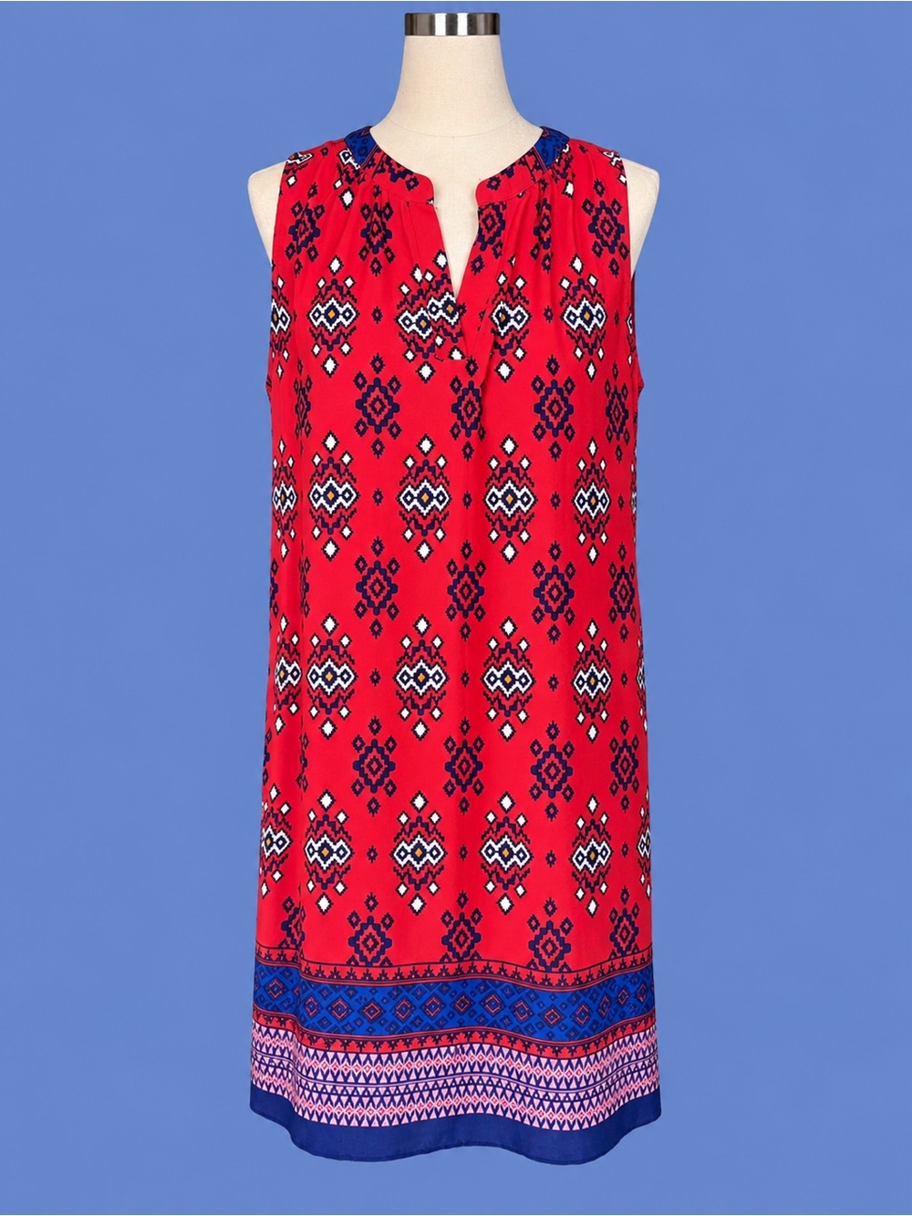 Sweet Rain Red & Blue Sleeveless Dress - NWT